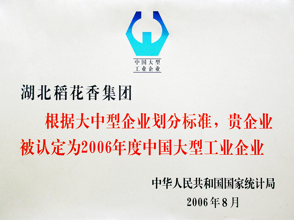 2006年8月，稻花香集團被國家統計局認定爲”中國大型工業企業“